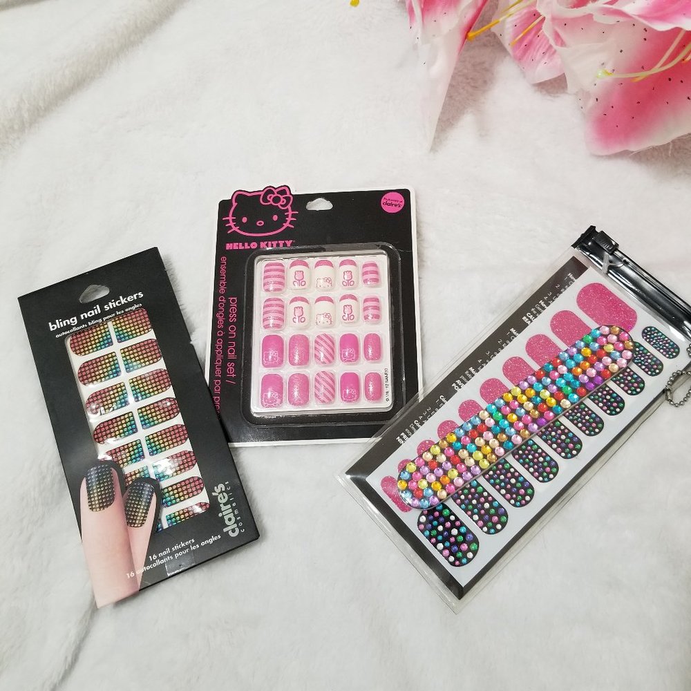 Hello Kitty Press On Nails and Nail Sticker Lot